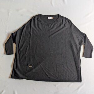 Mer Sea Catalina Sweater Black Pullover Side Slits Crewneck Tunic S/M